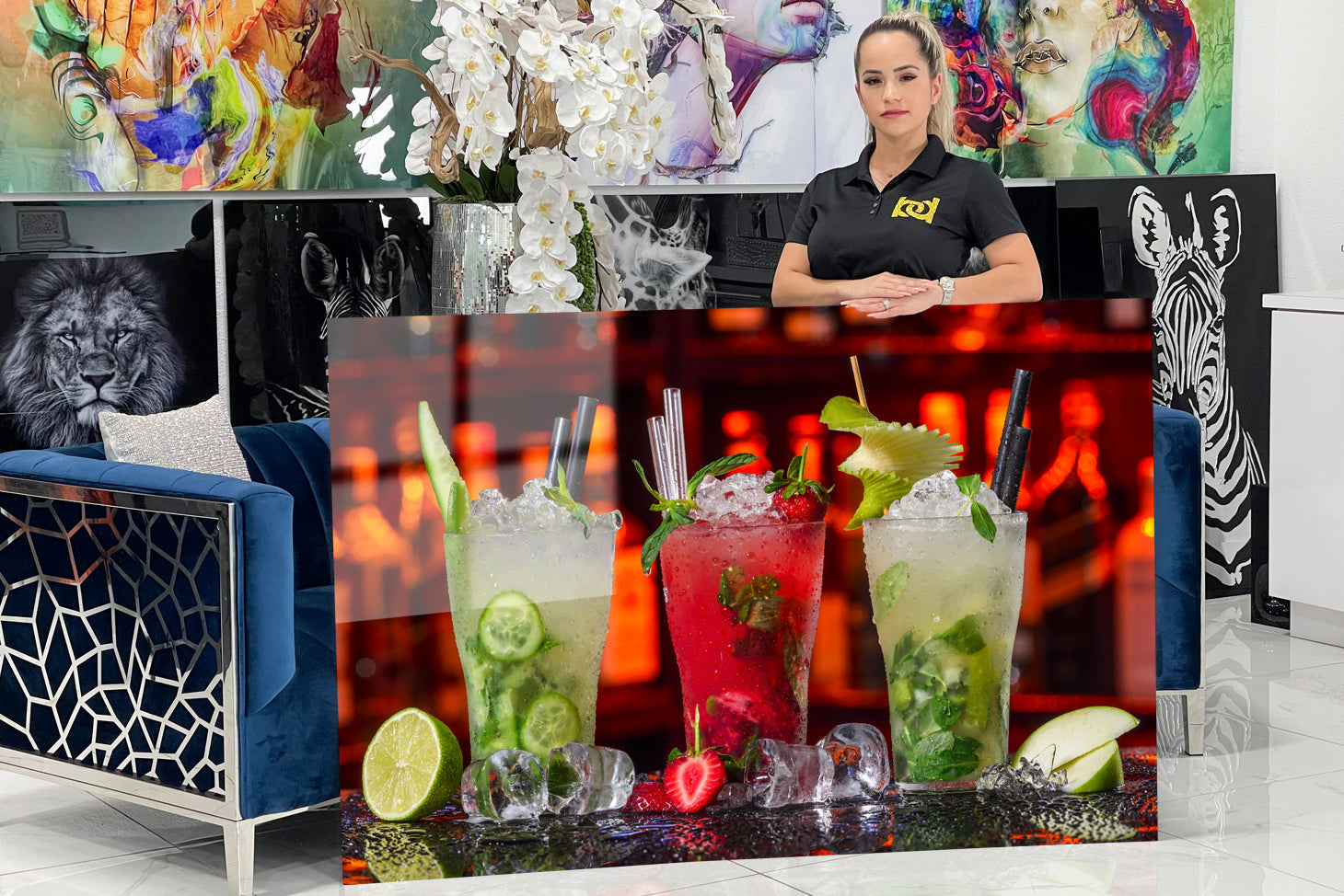 Acrylic design depicting refreshing mojitos.