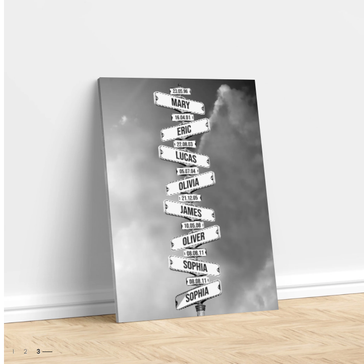 Vintage street sign with children's date of birth