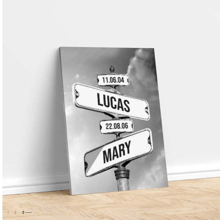 Vintage street sign with children's date of birth