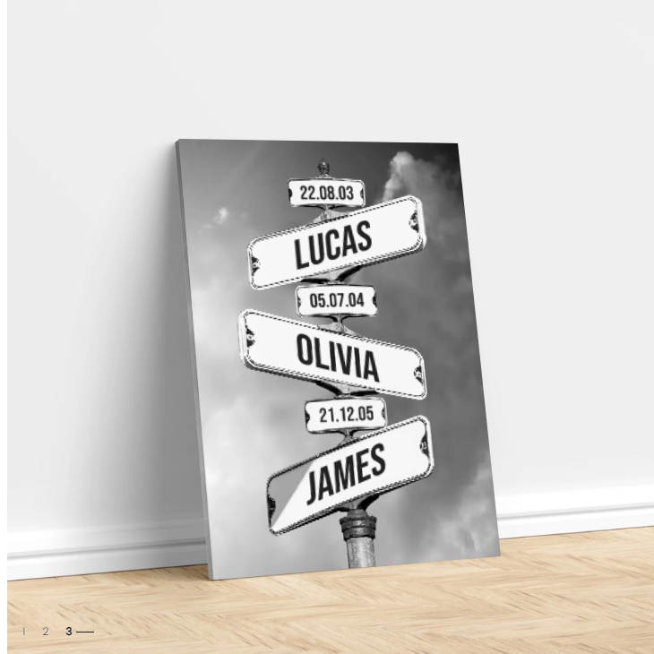 Vintage street sign with children's date of birth