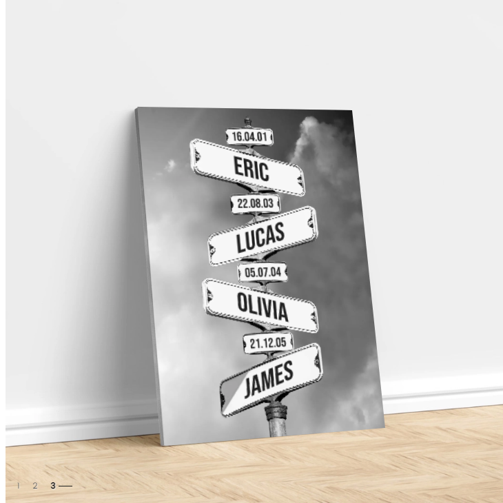 Vintage street sign with children's date of birth