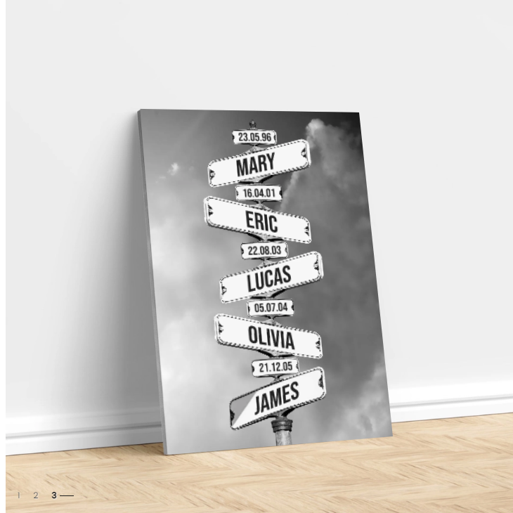 Vintage street sign with children's date of birth