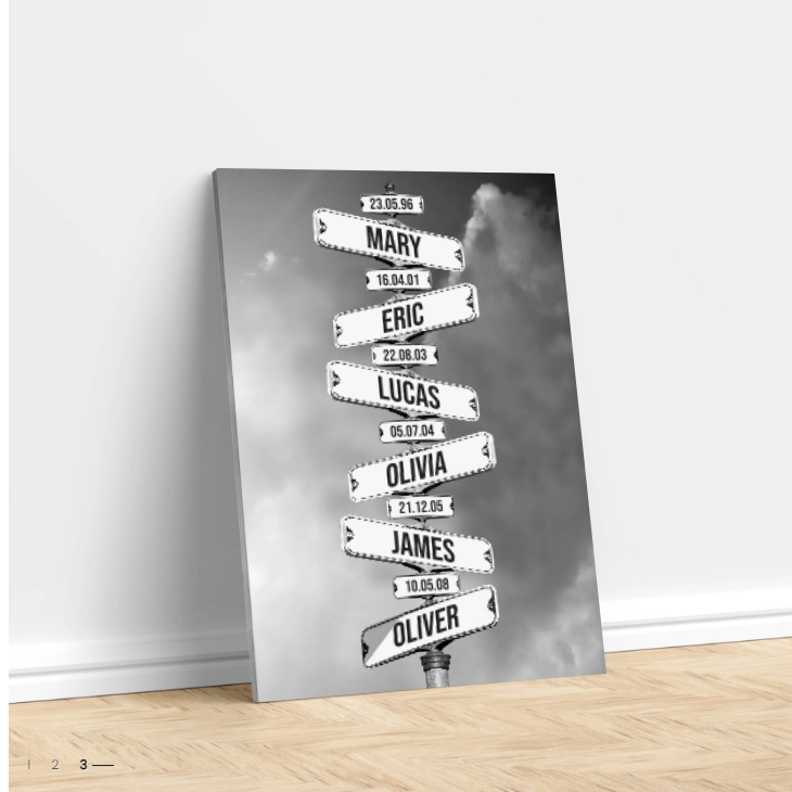 Vintage street sign with children's date of birth