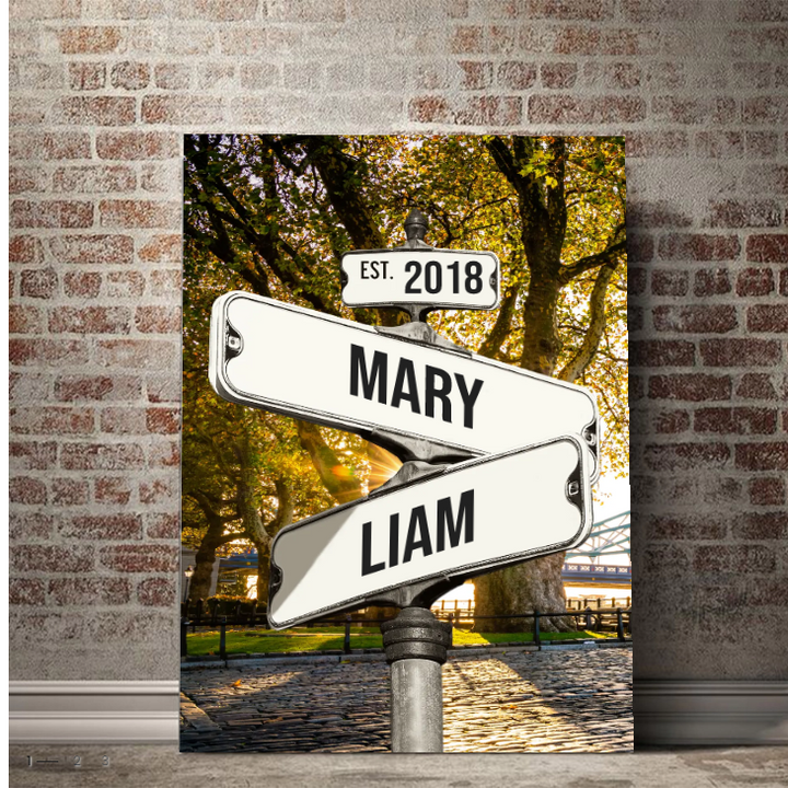 Vintage Street Sign for couples acrilycs Summer